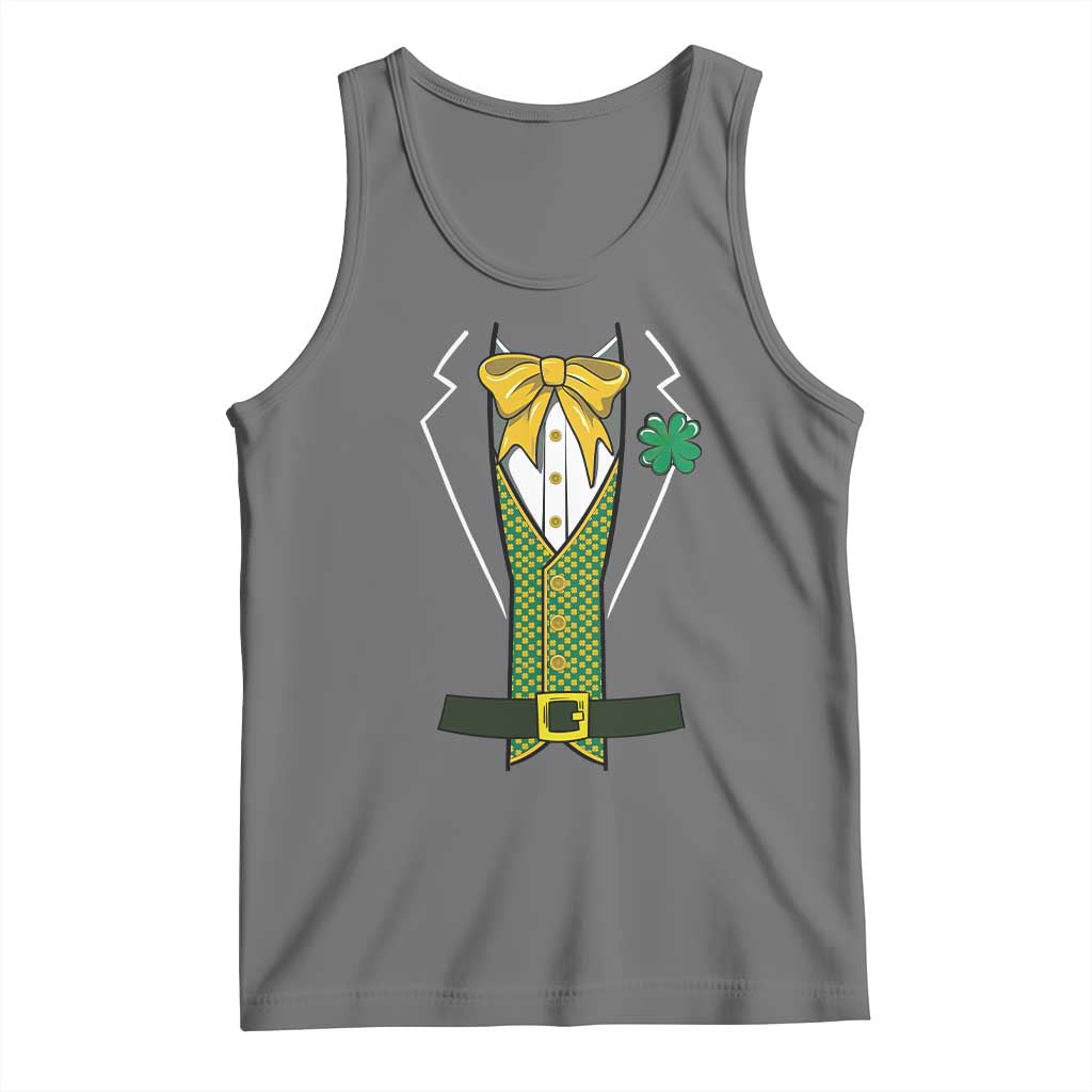 Funny St Patrick's Day Leprechaun Cosplay Tuxedo Tank Top TS11 Black Heather Print Your Wear