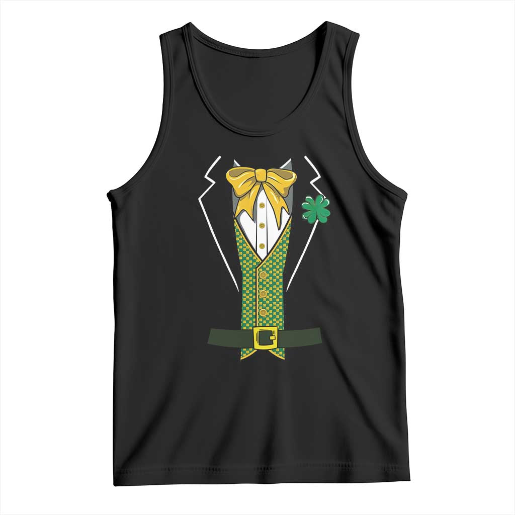 Funny St Patrick's Day Leprechaun Cosplay Tuxedo Tank Top TS11 Black Print Your Wear