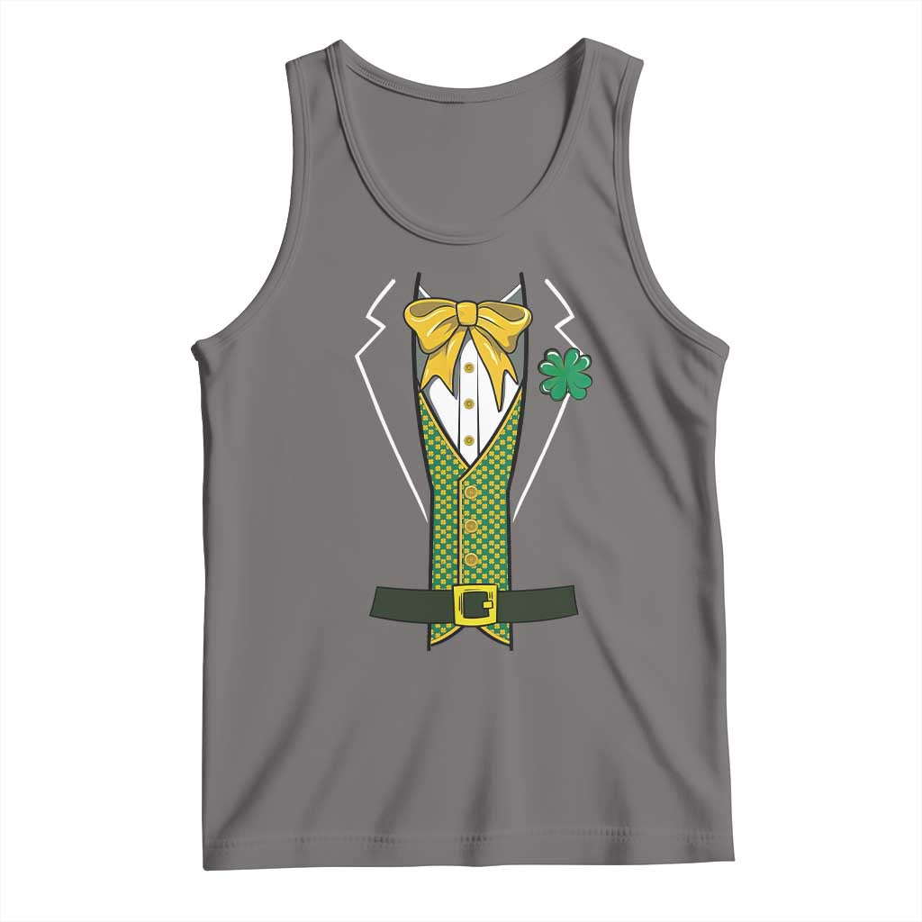 Funny St Patrick's Day Leprechaun Cosplay Tuxedo Tank Top TS11 Deep Heather Print Your Wear