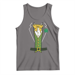 Funny St Patrick's Day Leprechaun Cosplay Tuxedo Tank Top TS11 Deep Heather Print Your Wear