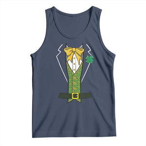 Funny St Patrick's Day Leprechaun Cosplay Tuxedo Tank Top TS11 Navy Print Your Wear