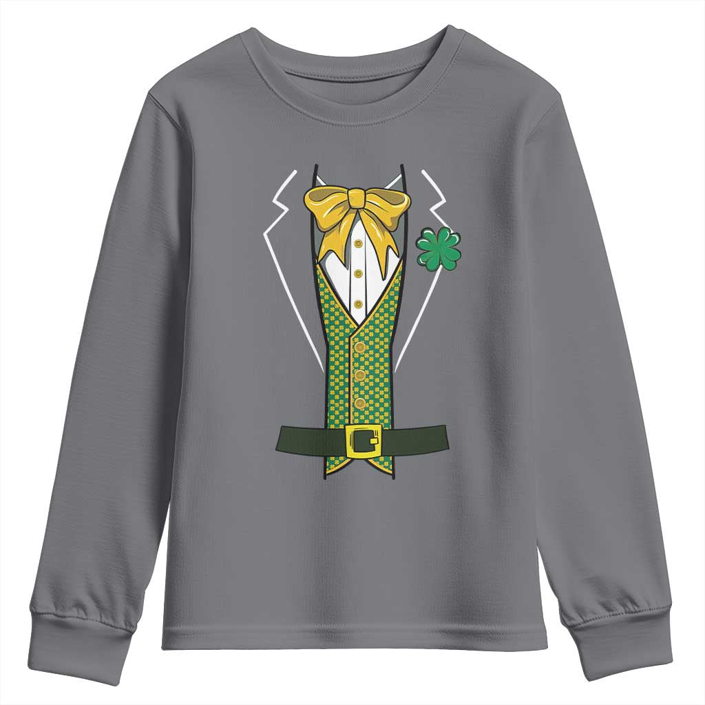 Funny St Patrick's Day Leprechaun Cosplay Tuxedo Youth Sweatshirt TS11 Charcoal Print Your Wear