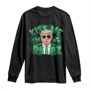 Funny Trump St Patrick's Day Long Sleeve Shirt Kiss Me I'm Rizz Shamrock TS11 Black Print Your Wear