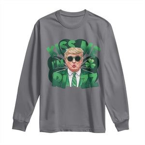 Funny Trump St Patrick's Day Long Sleeve Shirt Kiss Me I'm Rizz Shamrock TS11 Charcoal Print Your Wear