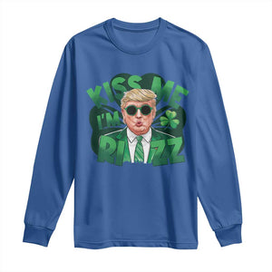 Funny Trump St Patrick's Day Long Sleeve Shirt Kiss Me I'm Rizz Shamrock TS11 Royal Blue Print Your Wear