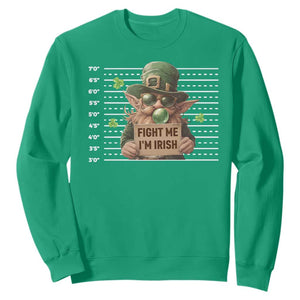 Funny Fight Me I'm Irish Sweatshirt Leprechaun Mug Shot St Patrick's Day TS11 Irish Green Print Your Wear