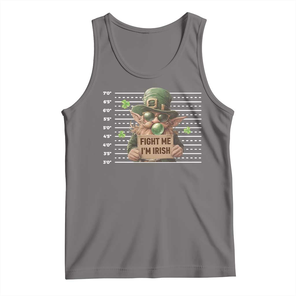 Funny Fight Me I'm Irish Tank Top Leprechaun Mug Shot St Patrick's Day TS11 Deep Heather Print Your Wear