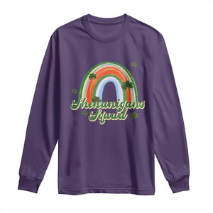 Funny St Patrick's Day Shenanigans Squad Long Sleeve Shirt Rainbow Shamrock TS11 Purple Print Your Wear