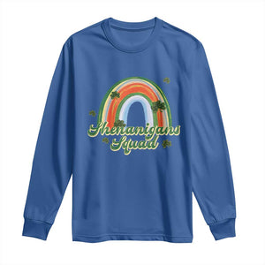 Funny St Patrick's Day Shenanigans Squad Long Sleeve Shirt Rainbow Shamrock TS11 Royal Blue Print Your Wear