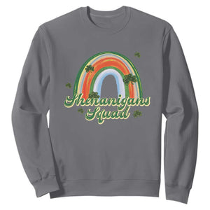 Funny St Patrick's Day Shenanigans Squad Sweatshirt Rainbow Shamrock TS11 Charcoal Print Your Wear