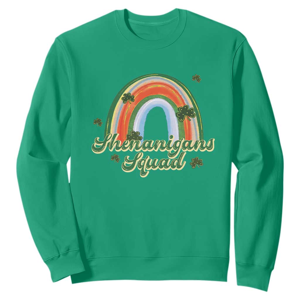 Funny St Patrick's Day Shenanigans Squad Sweatshirt Rainbow Shamrock TS11 Irish Green Print Your Wear