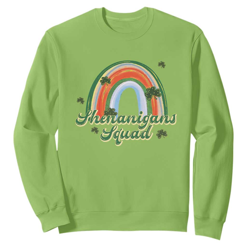 Funny St Patrick's Day Shenanigans Squad Sweatshirt Rainbow Shamrock TS11 Lime Print Your Wear