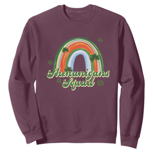Funny St Patrick's Day Shenanigans Squad Sweatshirt Rainbow Shamrock TS11 Maroon Print Your Wear