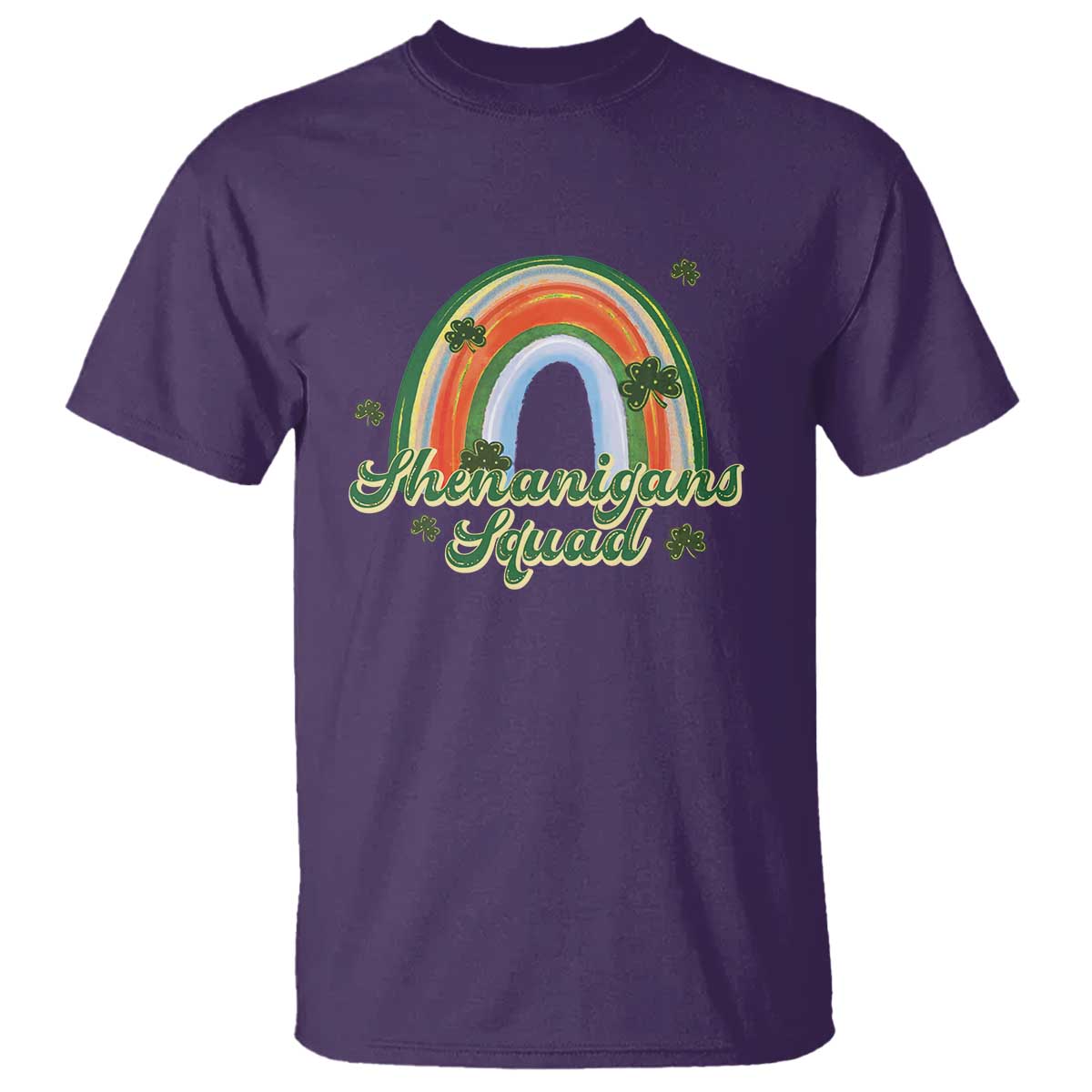 Funny St Patrick's Day Shenanigans Squad T Shirt Rainbow Shamrock TS11 Purple Print Your Wear