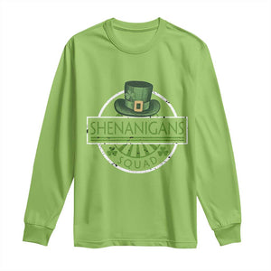 Funny St Patrick's Day Shenanigans Squad Long Sleeve Shirt Shamrock TS11 Lime Print Your Wear