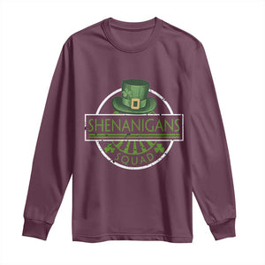 Funny St Patrick's Day Shenanigans Squad Long Sleeve Shirt Shamrock TS11 Maroon Print Your Wear