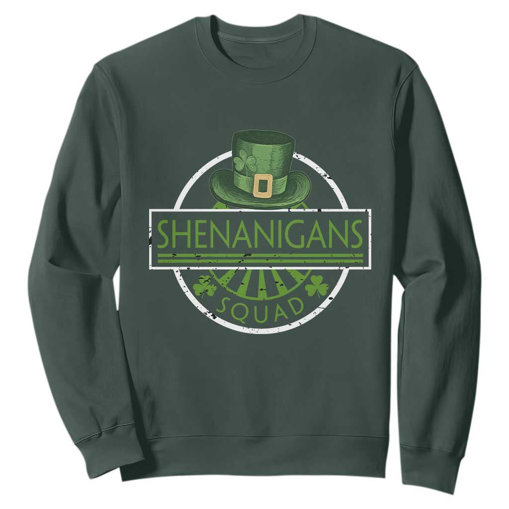 Funny St Patrick's Day Shenanigans Squad Sweatshirt Shamrock TS11 Dark Forest Green Print Your Wear