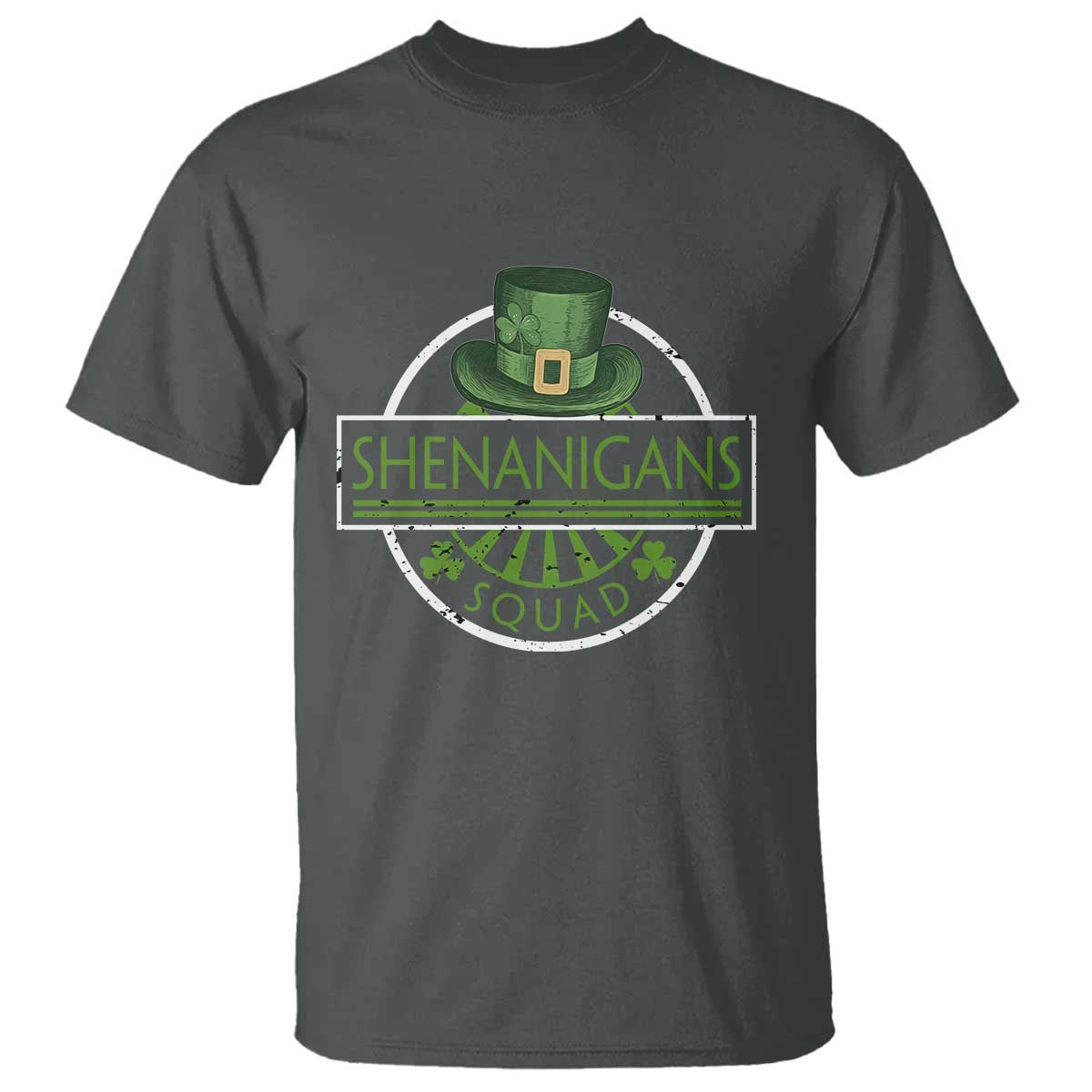 Funny St Patrick's Day Shenanigans Squad T Shirt Shamrock TS11 Dark Heather Print Your Wear