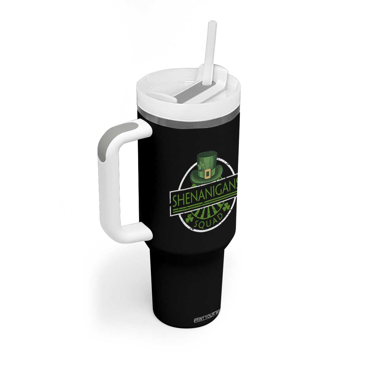 Funny St Patrick's Day Shenanigans Squad Tumbler With Handle Shamrock TS11 Print Your Wear