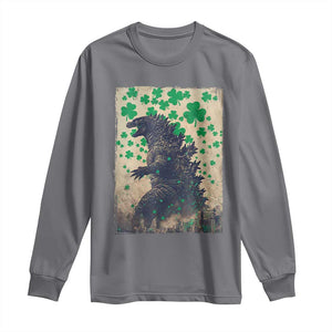 Funny St Patrick's Day Japanese Giant Monster Long Sleeve Shirt Vintage Shamrock TS11 Charcoal Print Your Wear