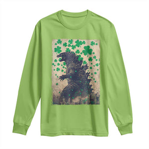 Funny St Patrick's Day Japanese Giant Monster Long Sleeve Shirt Vintage Shamrock TS11 Lime Print Your Wear