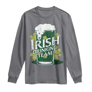 Funny St Patrick's Day Irish Beer Drinking Long Sleeve Shirt Irish Drinking Team Green Beer Shamrock TS11 Charcoal Print Your Wear