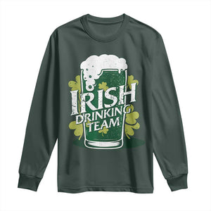 Funny St Patrick's Day Irish Beer Drinking Long Sleeve Shirt Irish Drinking Team Green Beer Shamrock TS11 Dark Forest Green Print Your Wear