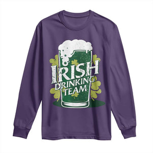 Funny St Patrick's Day Irish Beer Drinking Long Sleeve Shirt Irish Drinking Team Green Beer Shamrock TS11 Purple Print Your Wear