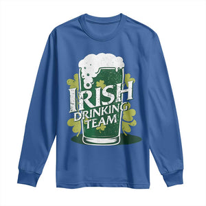 Funny St Patrick's Day Irish Beer Drinking Long Sleeve Shirt Irish Drinking Team Green Beer Shamrock TS11 Royal Blue Print Your Wear