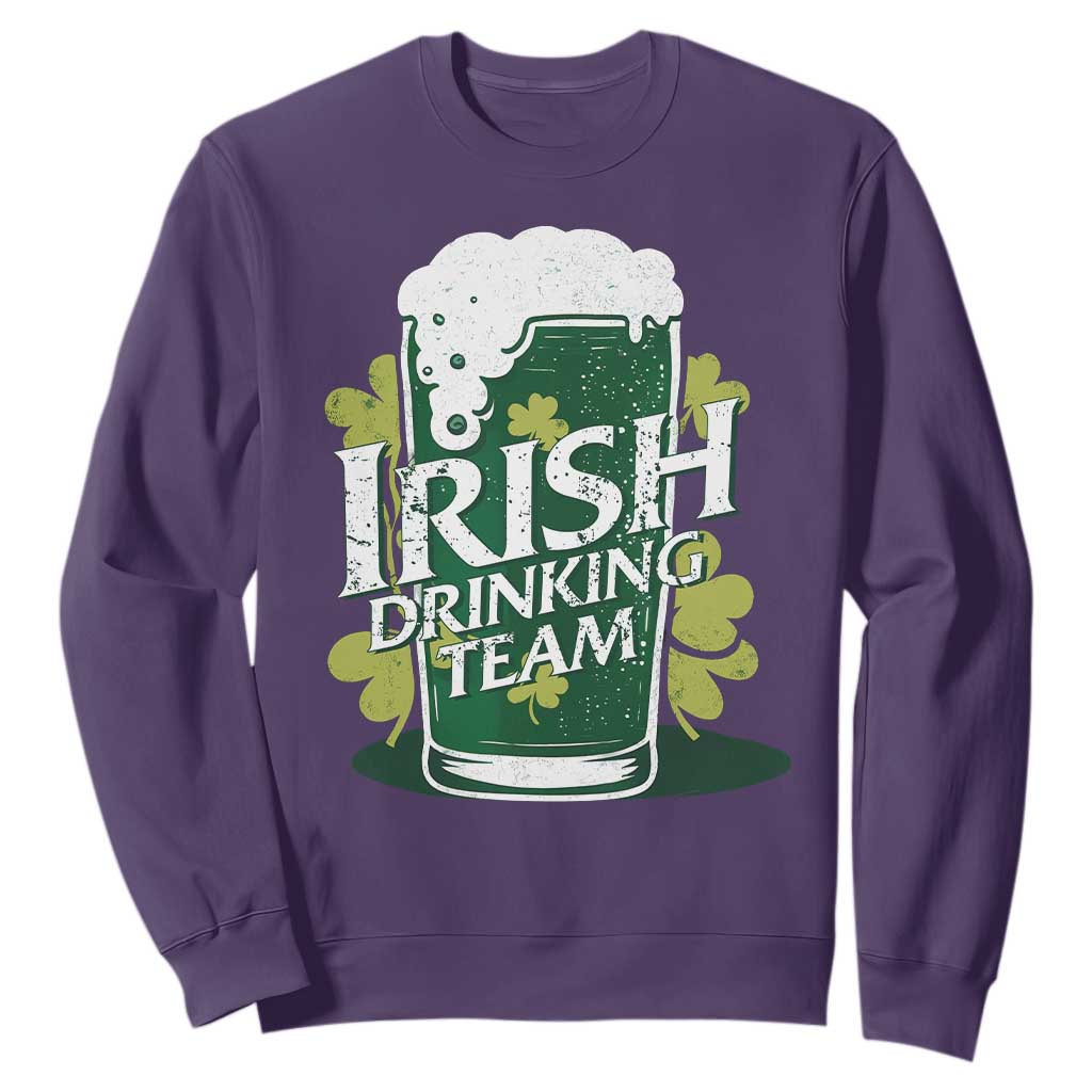 Funny St Patrick's Day Irish Beer Drinking Sweatshirt Irish Drinking Team Green Beer Shamrock TS11 Purple Print Your Wear