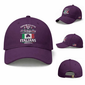 Funny St Patrick's Day Italian Baseball Cap Everyone Is A Little Irish On St Patrick's Day TS11 Baseball Cap Universal Fit Purple Print Your Wear