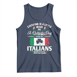 Funny St Patrick's Day Italian Tank Top Everyone Is A Little Irish On St Patrick's Day TS11 Navy Print Your Wear