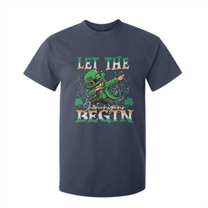 Funny Let The Shenanigans Begin T Shirt For Kid Dabbing Leprechaun St Patrick's Day TS11 Navy Print Your Wear