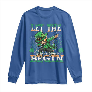 Funny Let The Shenanigans Begin Long Sleeve Shirt Dabbing Leprechaun St Patrick's Day TS11 Royal Blue Print Your Wear