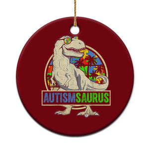 Funny Autism Awareness Dinosaur Ceramic Ornament Autismsaurus Puzzle Pieces TS11 1pc Red Print Your Wear