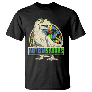 Funny Autism Awareness Dinosaur T Shirt Autismsaurus Puzzle Pieces TS11 Black Print Your Wear