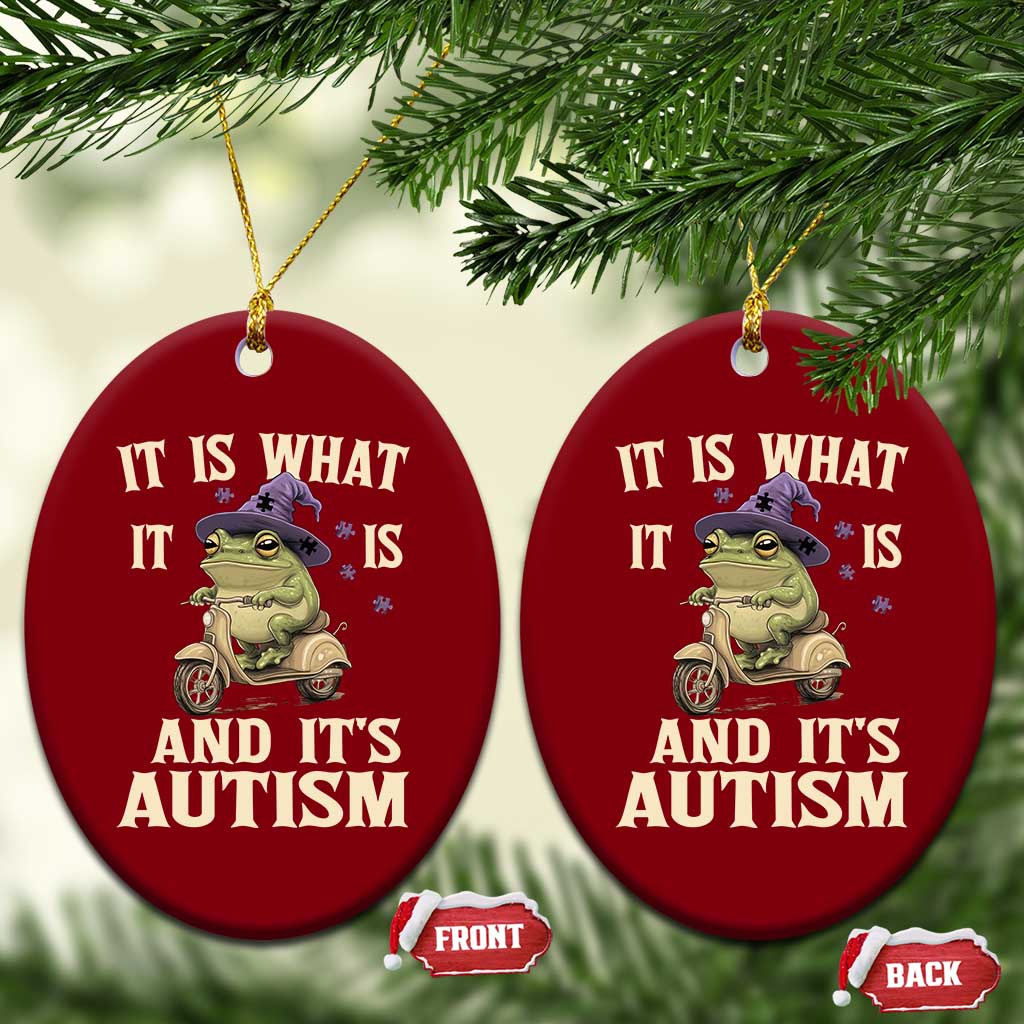 Funny It Is What It Is And It's Autism Ceramic Ornament Meme Autism Awareness Frog TS11 Print Your Wear