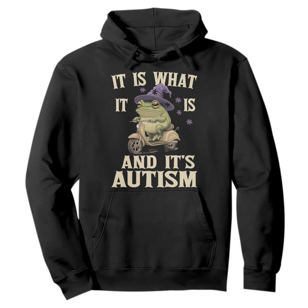 Funny It Is What It Is And It's Autism Hoodie Meme Autism Awareness Frog TS11 Black Print Your Wear