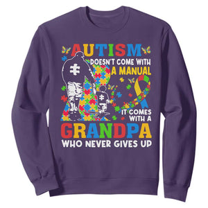 Autism Grandpa Sweatshirt Autism Doesn't Come With A Manual It Comes With A Grandpa TS11 Purple Print Your Wear