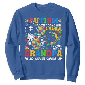 Autism Grandpa Sweatshirt Autism Doesn't Come With A Manual It Comes With A Grandpa TS11 Royal Blue Print Your Wear