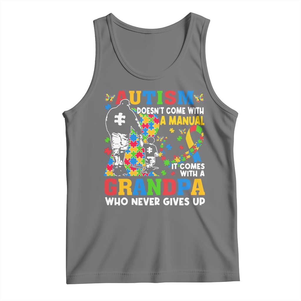 Autism Grandpa Tank Top Autism Doesn't Come With A Manual It Comes With A Grandpa TS11 Black Heather Print Your Wear