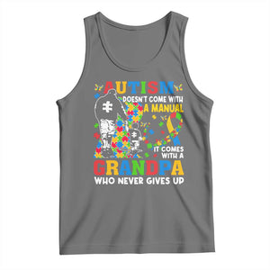 Autism Grandpa Tank Top Autism Doesn't Come With A Manual It Comes With A Grandpa TS11 Black Heather Print Your Wear