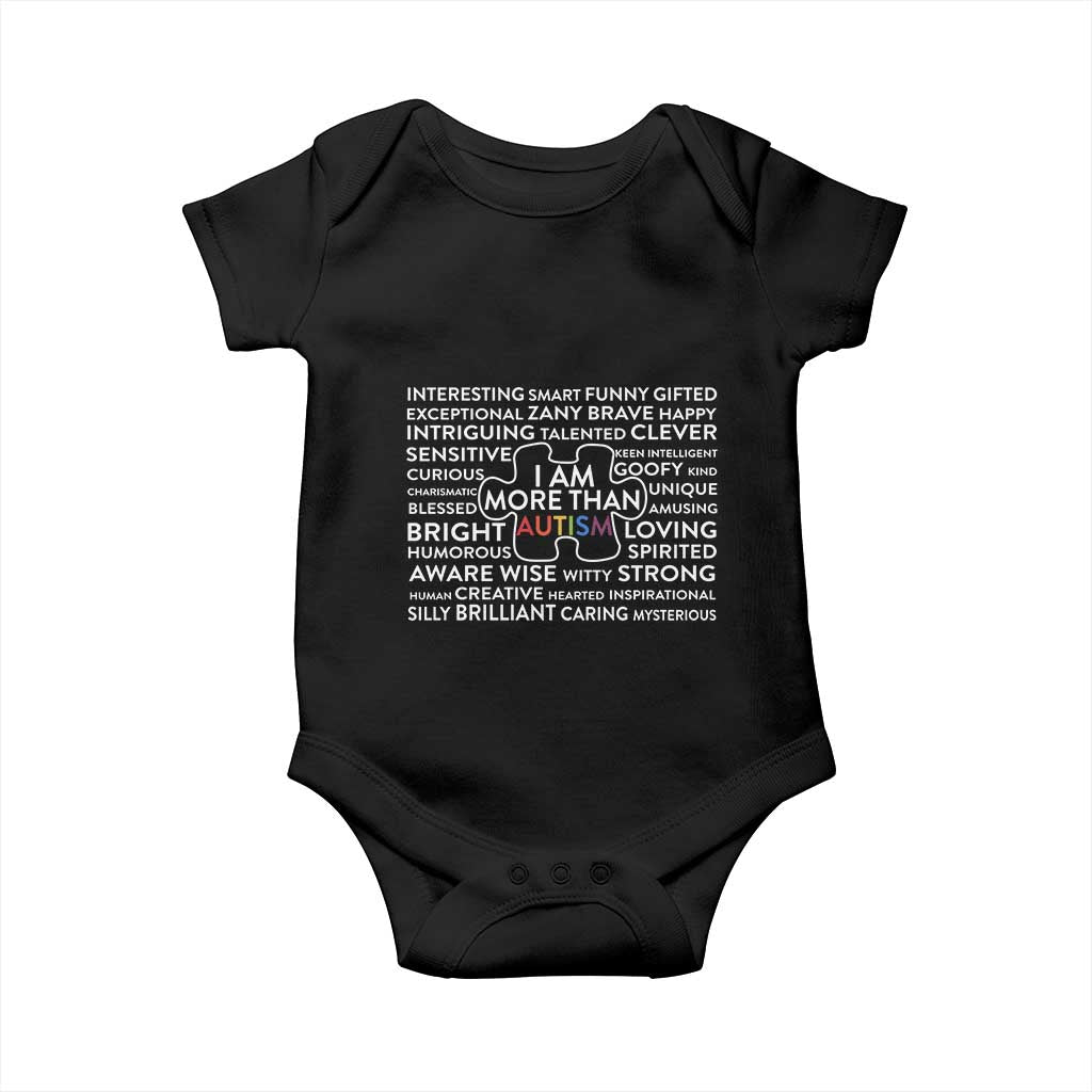 Autism Awareness Baby Onesie I Am More Than Autism Puzzle Piece TS11 Black Print Your Wear