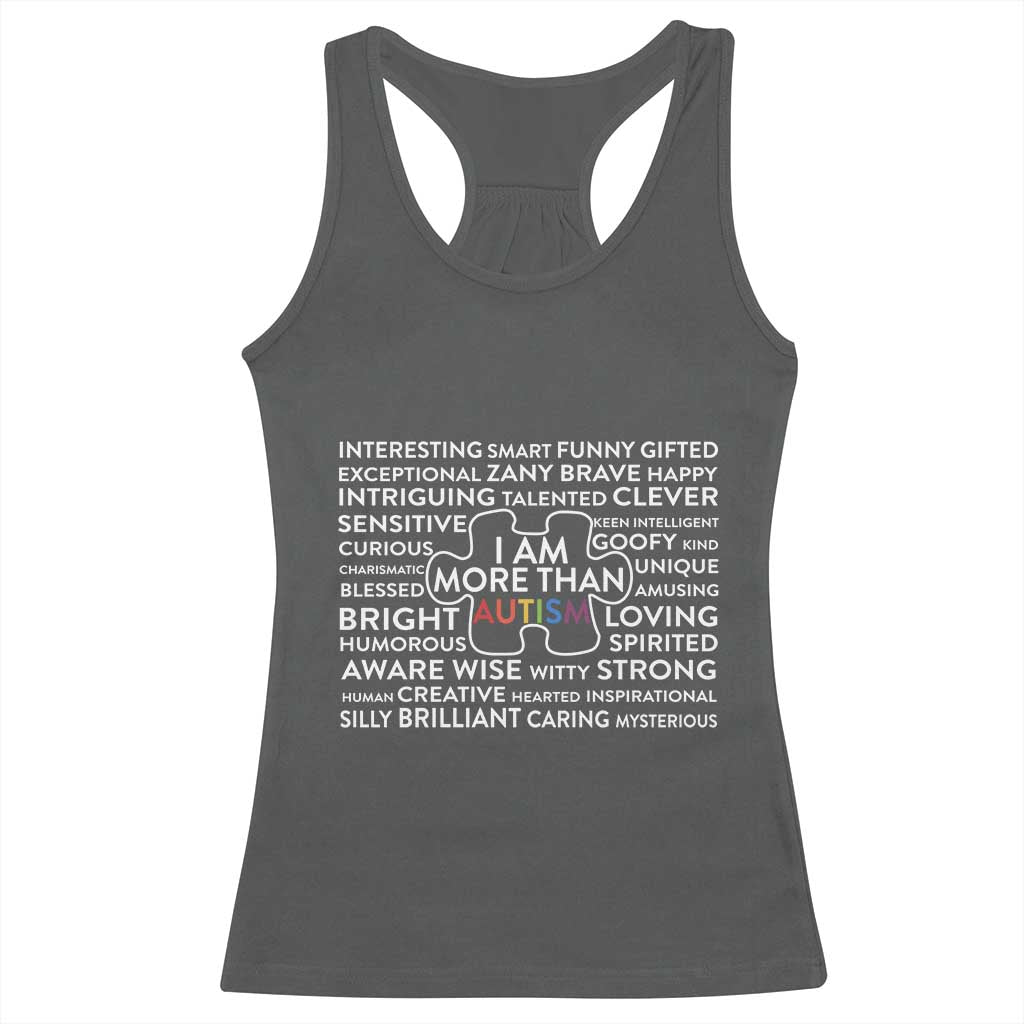 Autism Awareness Racerback Tank Top I Am More Than Autism Puzzle Piece TS11 Dark Heather Print Your Wear