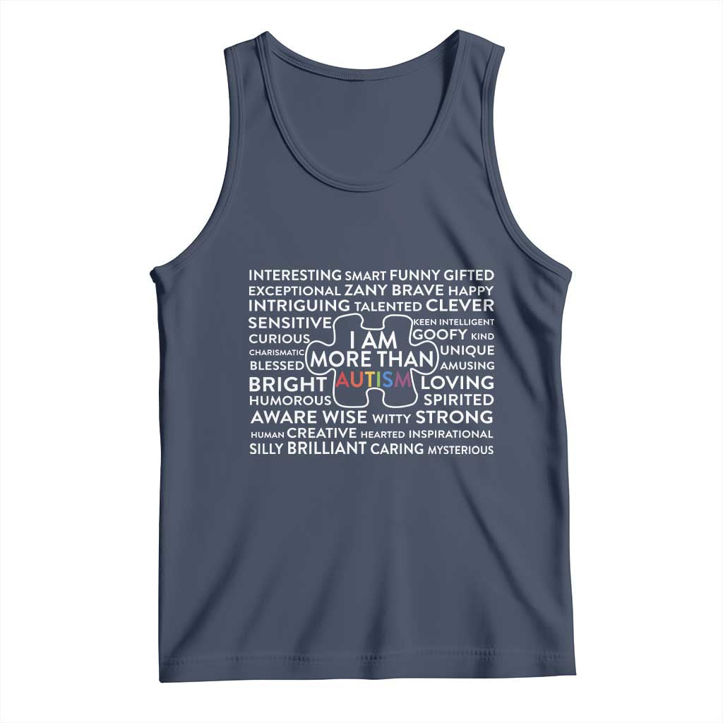 Autism Awareness Tank Top I Am More Than Autism Puzzle Piece TS11 Navy Print Your Wear