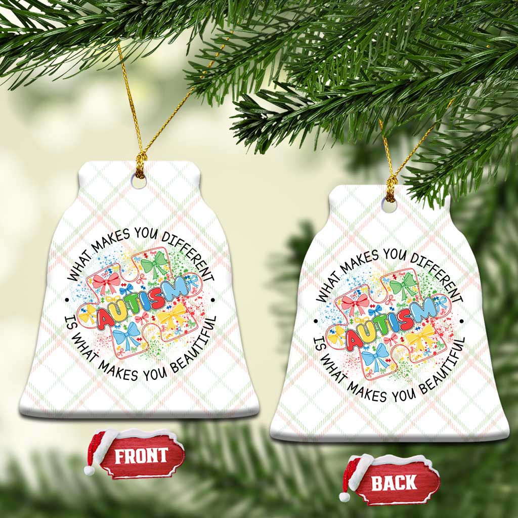 Funny Autism Awareness What Makes You Different Is What Makes You Beautiful Ceramic Ornament Coquette Puzzle TS11 Print Your Wear