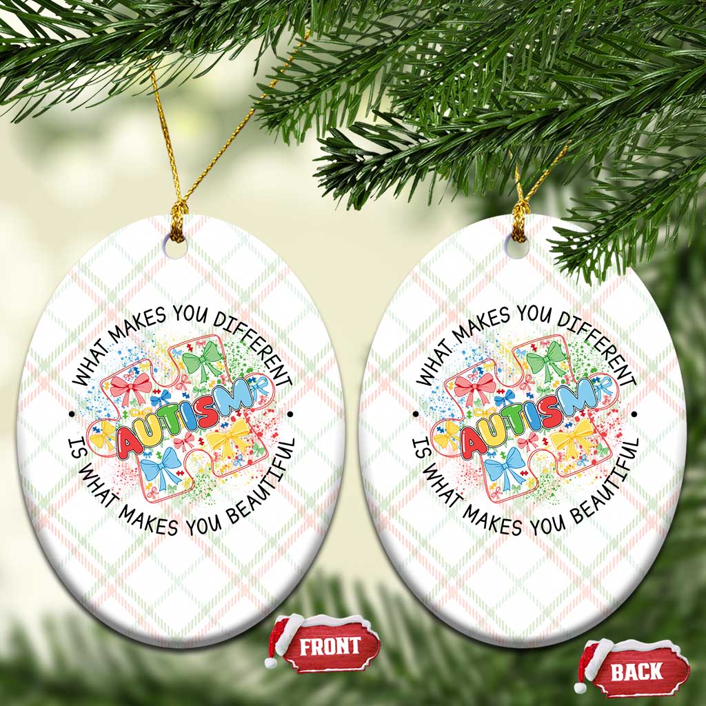 Funny Autism Awareness What Makes You Different Is What Makes You Beautiful Ceramic Ornament Coquette Puzzle TS11 Print Your Wear