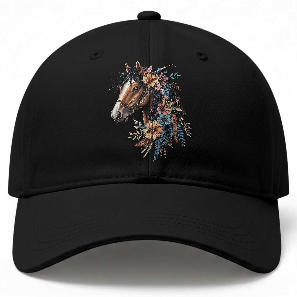 Floral Wild Horse Country Horse Riding Baseball Cap TS11 Print Your Wear