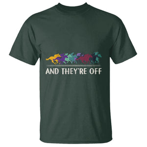 Horse Racing T Shirt And They're Off Vintage Jockey TS11 Dark Forest Green Print Your Wear