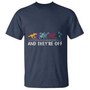 Horse Racing T Shirt And They're Off Vintage Jockey TS11 Navy Print Your Wear